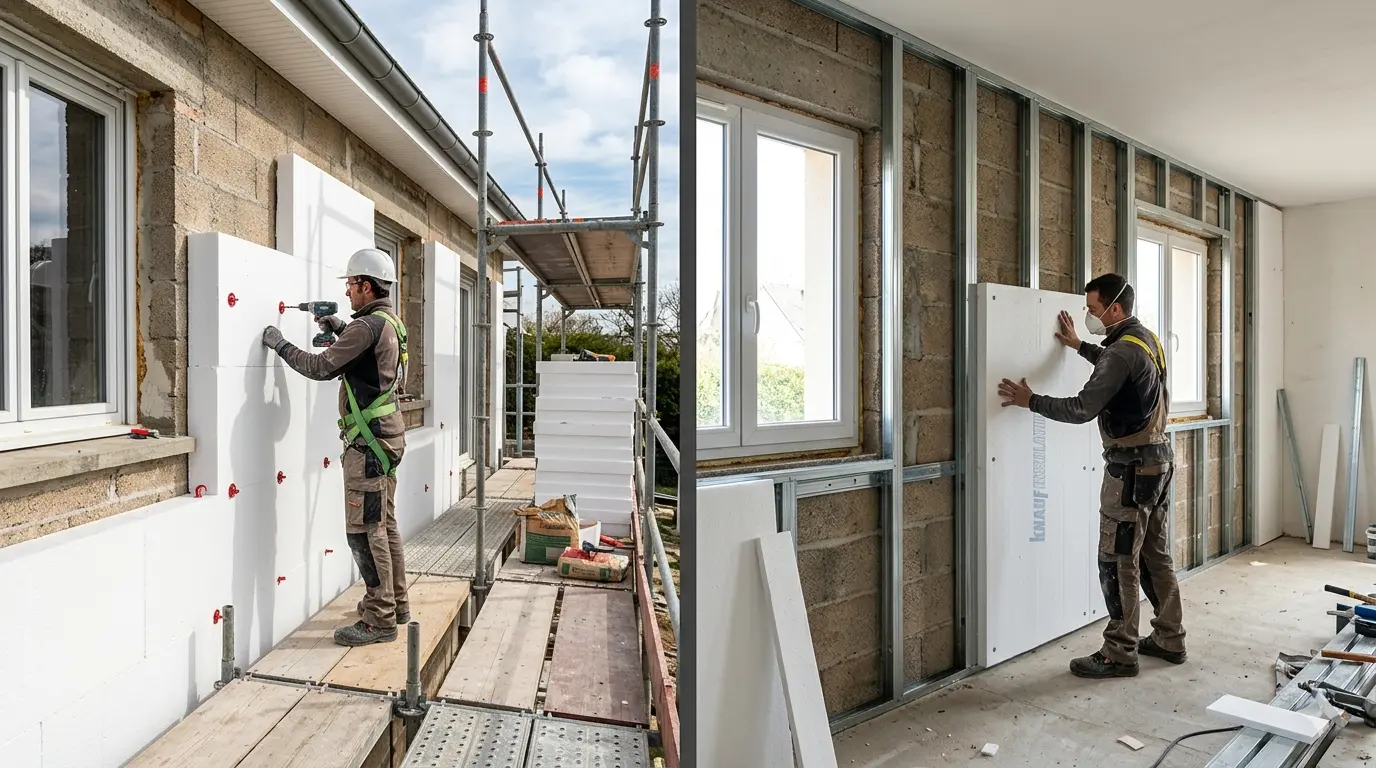 Isolation murs, comparatif ITE (extérieur) vs ITI (intérieur)