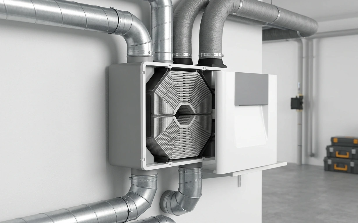 VMC double flux avec échangeur de chaleur, ventilation mécanique contrôlée performante