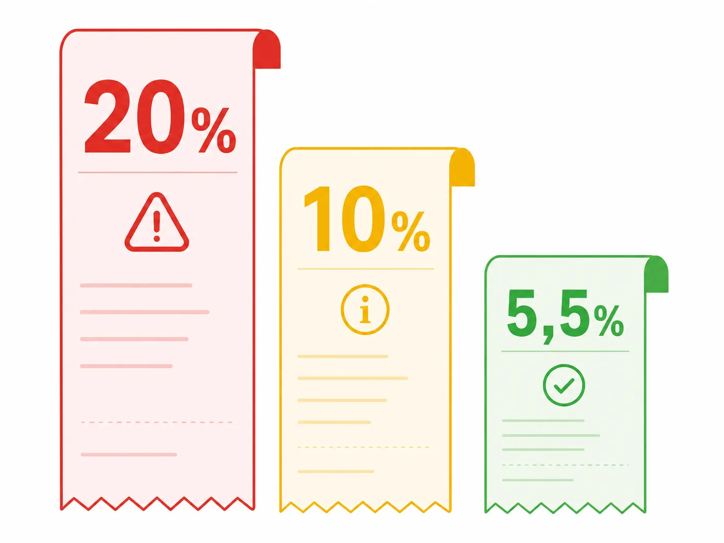 Comparatif taux TVA rénovation, 5,5% énergie, 10% amélioration, 20% standard