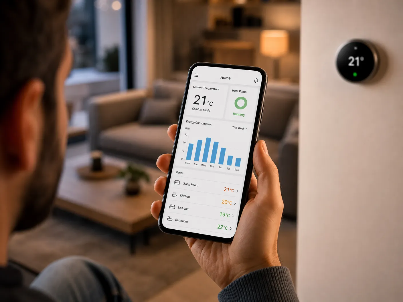 Application smartphone, pilotage à distance de la pompe à chaleur
