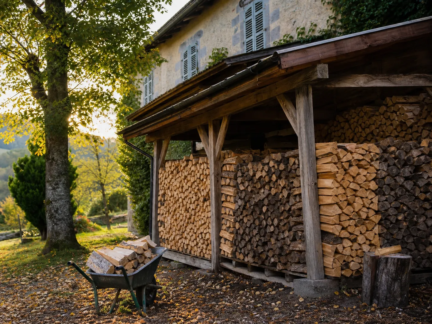 Stockage bûches de bois, approvisionnement autonome pour chaudière biomasse